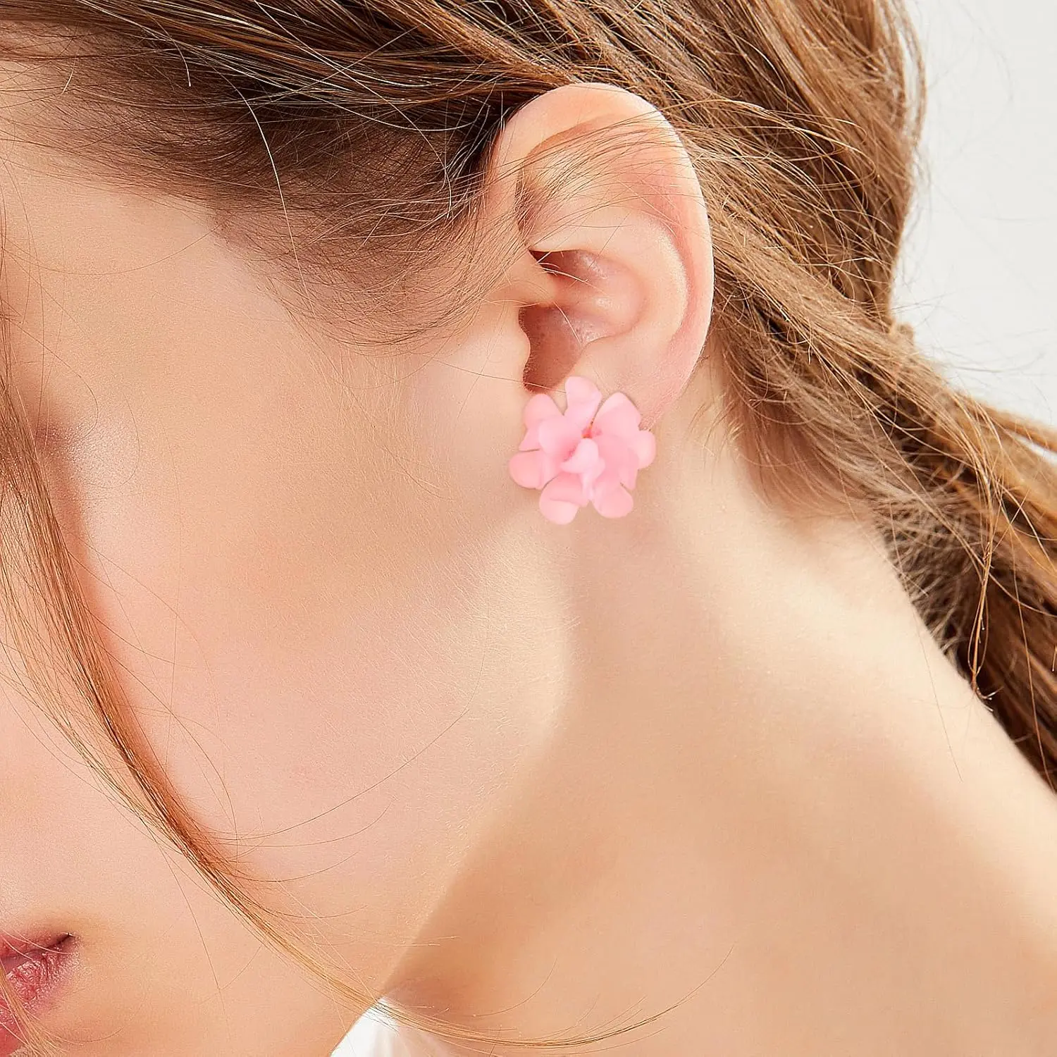 Fashion Flower Clip On Earrings For Women Cute Lovely Acrylic Flower Earrings No piercing Earrings