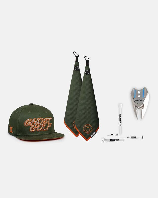 Tour Player Bundle – Ultimate Ghost Golf Set with Magnetic Greenside Towels, High Crown Snapback Hat, Golf Tees, and 5-in-1 Divot Tool