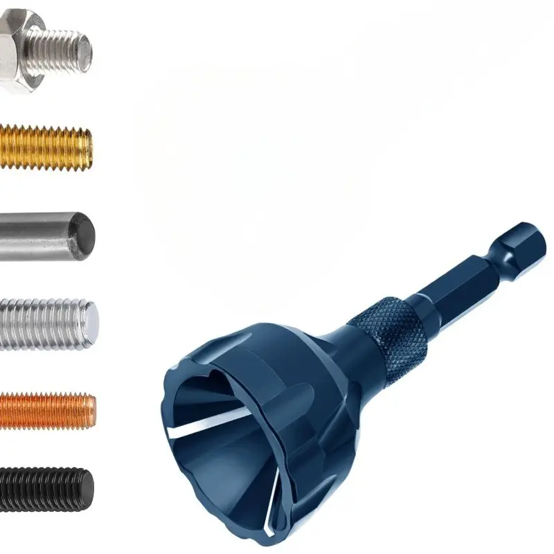 Carbide Deburring Tool for Bolts, Pipes & Rods, External Chamfer, Removes Burrs Fast, 5–25mm Hex Shank, Carbide Tip, Efficient Deburring Solution