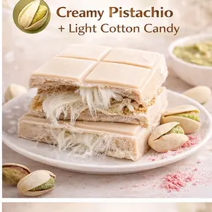 Dubai Style Angel Hair White Chocolate Bar 6.35oz – Pistachio Cream & Cotton Candy Filling – Premium Gourmet Chocolate Bar, 180g