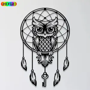 1pc Owl Dreamcatcher Metal Wall Art,Owl Dreamcatcher Statue Mural, Ideal Gift for New Year, Christmas, Bohemian Decor Enthusiasts,  Wall Sculptures, Perfect for Living Room Wall & Garden Fence, Charming Indoor Outdoor Decor