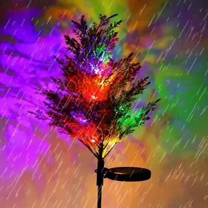 Solar LED Ground Stake Light, Christmas Tree Pine Tree Outdoor Decoration, Garden Lawn Landscape Lamp, 1pcs, Waterproof Design