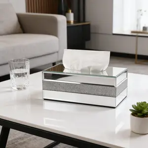 Luxury Mirror Glass Tissue Box, High-End Creative Facial Tissue Holder, Multifunctional Storage for Disposable Face Towels, Desktop Organizer