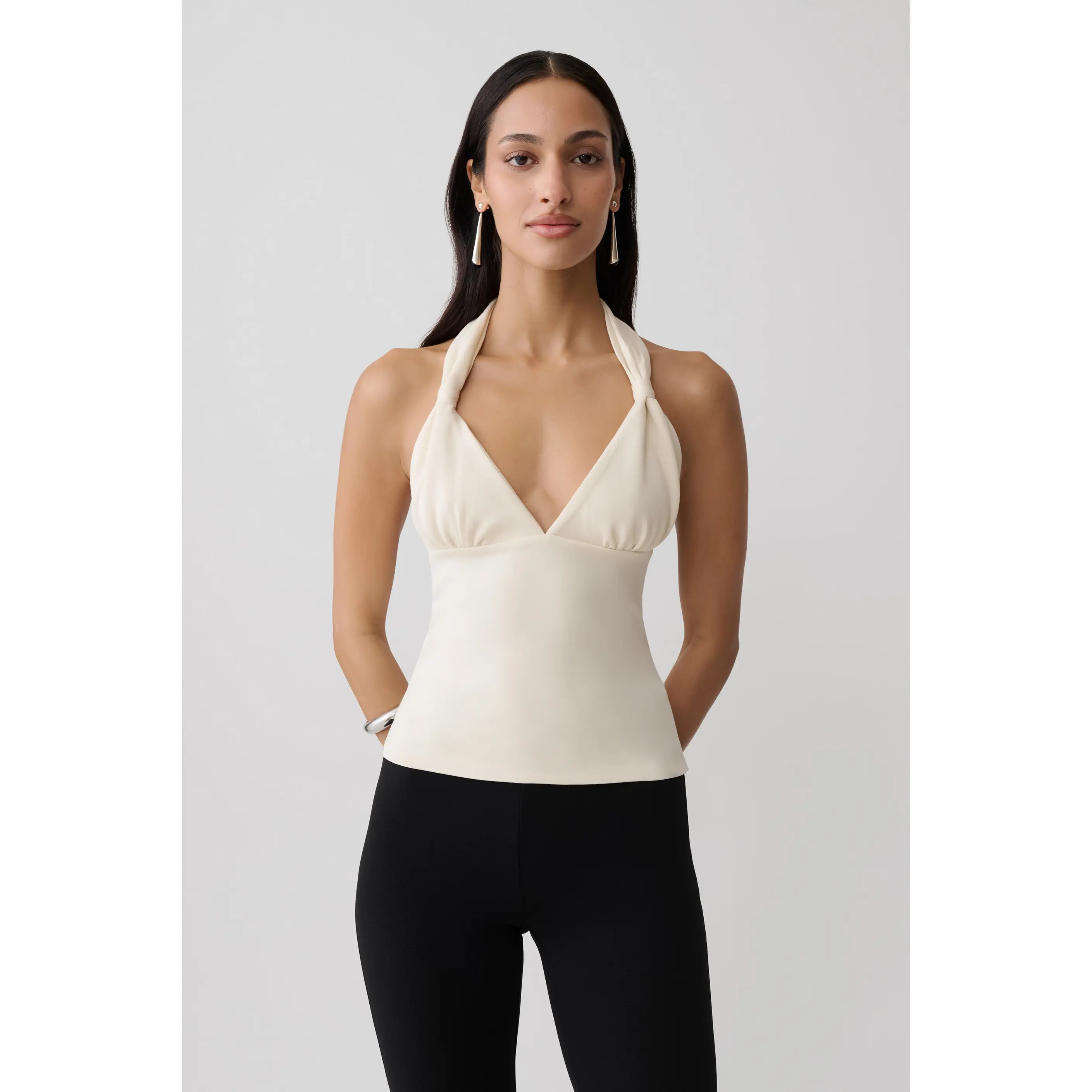 Angelina Scuba Halter Top - Ivory