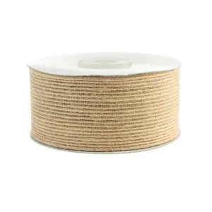Natural Jute Wired Mesh Ribbon, 1-1/2-inch, 10-yard