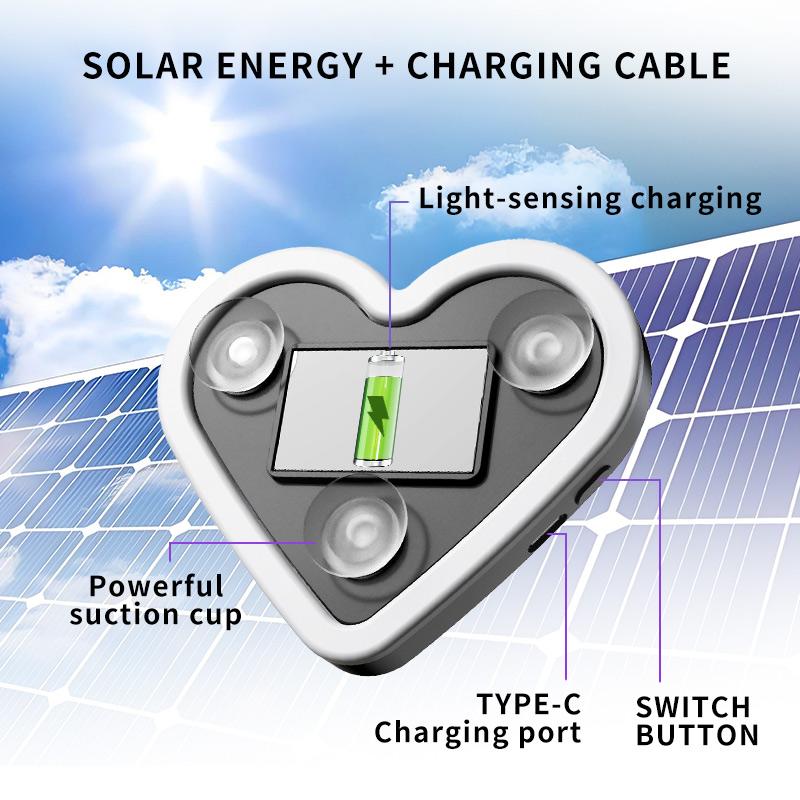 Joytutus Solar Powered LED Heart Shape C-Pillar Neon Light Eco-Friendly Wireless Car Interior Decor 9.57mm x 8.42mm x 15.36mm