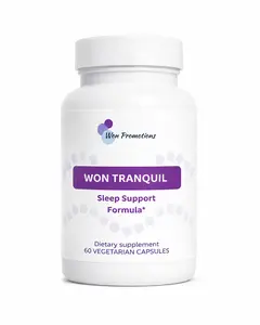 WON TRANQUIL Sleep Support Formula – Melatonin with Valerian Root, Chamomile, L-Theanine & GABA – Herbal Nighttime Relaxation Supplement – 60 Capsules