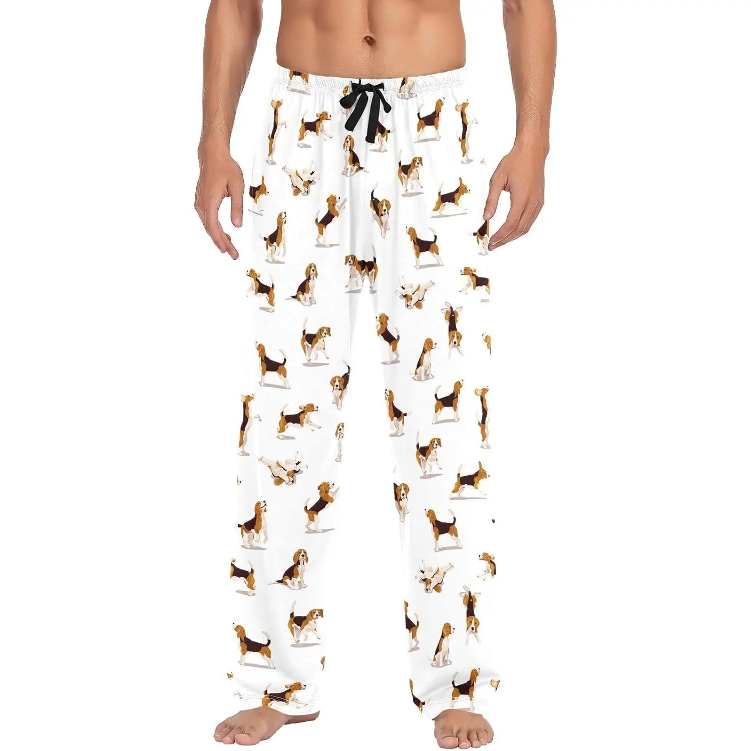 Men's Cute Beagle Dog Pajama Pants Cotton Soft Comfy Sleep Lounge Pants Pjs Bottoms