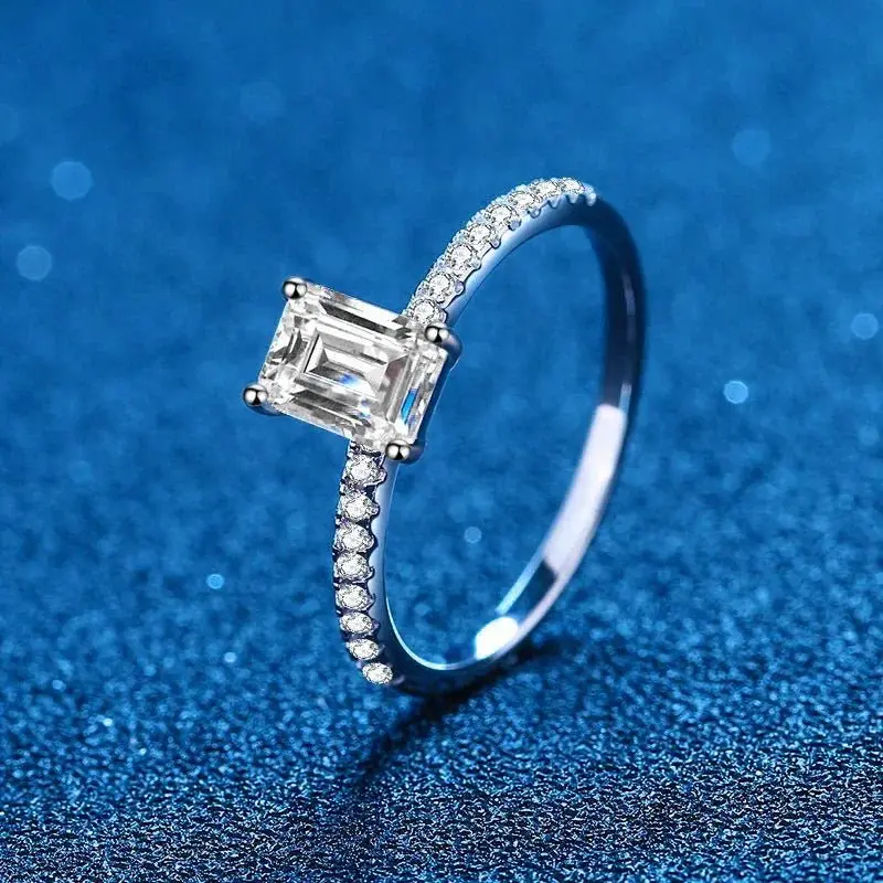 1CT 2CT Radiant Cut Moissanite Engagement Ring  Sterling