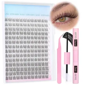 Natural Lash Extension Kit  Lash Clusters Kit Wispy Eyelash Extensions Individual  with Bond and Seal Lash Glue and Eyelash Extension Tweezers DIY at Home