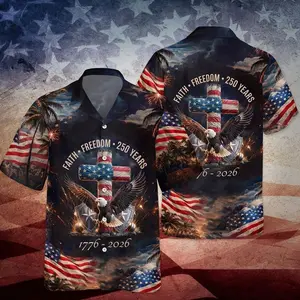 250 Years of Freedom 1776 - 2026 Eagle Patriotic Hawaii Shirt Statue Of Liberty, US Flag, Liberty Bell, 250th Anniversary Hawaiian Shirt NDL