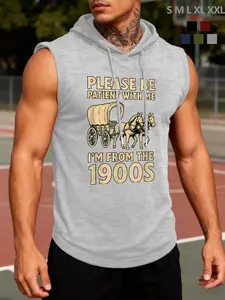Men's Vintage 1900s Carriage Hooded Sleeveless Tank Top - Nostalgic Style Viral TikTok Street Pick