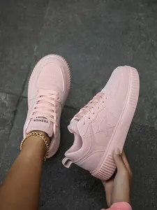 Women's Simple Lace-Up Casual Sporty Sneakers, Comfortable Outdoor Shoes, Trendy Daily Wear, Couple Campus Sports Shoes