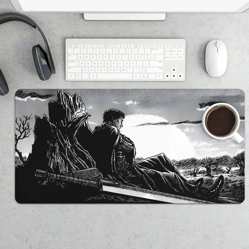 Black And White Anime Guts Mouse Pad for Gaming and Office Use High-Quality Design Durable Material Enhances Productivity and Precision