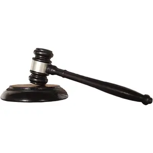 Wood Gavel and Sound Block Set, Handcrafted Wooden Gavel with Round Block for Judge Lawyer Student Auction Sale - Dark