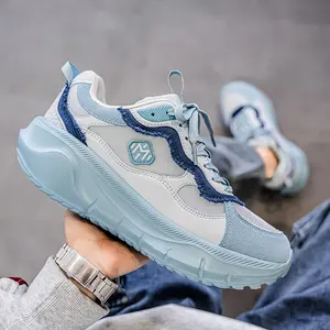 Women's running shoes, color-blocked laces, lightweight sports shoes, casual for girlfriends, streetwear, women's casual sports shoes, breathable leather low-top, travel shoes.