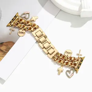 Stylish Compatible for Apple Watch Band 46mm 40mm 41mm 38mm 42mm 44mm 45mm 49mm for Women, Replacement Strap with Unique Pendants for iWatch Series 10 9 8 7 6 5 4 3 SE Ultra 2 1