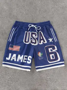 Men's Letter & Star Print Shorts, Casual Comfy Breathable Shorts for Summer, Men's Bottoms for Daily Wear, Essential Shorts