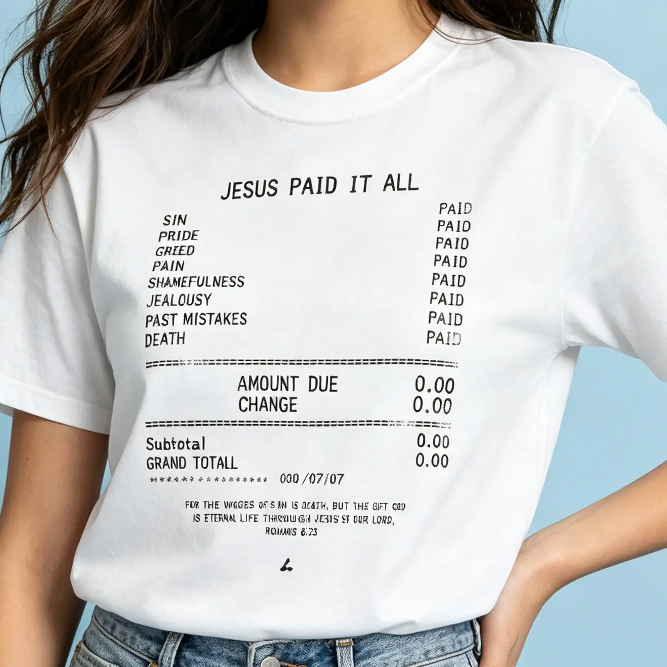 Vintage 'Jesus Paid It All' T-Shirt, Christian Graphic Tee in Heavyweight 100% Cotton, Casual Streetwear with Distressed Lettering, Tshirt