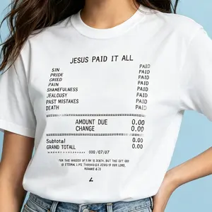 100% cotton JESUS PAID IT ALL TEE - DISTRESSED LETTERING  Cotton Shirt Classic Classic