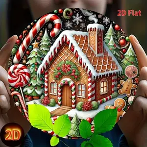 2D Gingerbread House Sign - Festive Round Wall Decor
