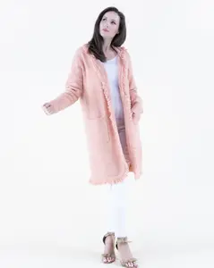 Fringe Lapel Heather Coatigan