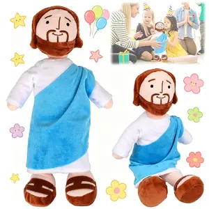 My Friend Jesus Plush Doll Religious Christ Savior Figure Stuffed Toys Soft Cartoon Jesus Plush Toy for Baby Gifts Bedtime Companion Dolls Christening Easter Gifts