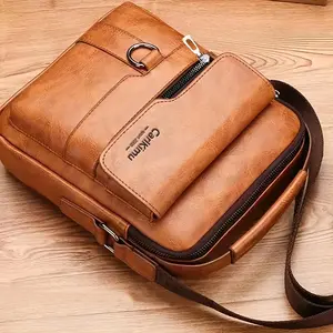 Men Messenger Bag, Vintage Large Capacity Shoulder Bag, Business Handbag, Travel Cross Bag Briefcase (Zipper Direction and Strap Assorted Variety) Father's Day Gift
