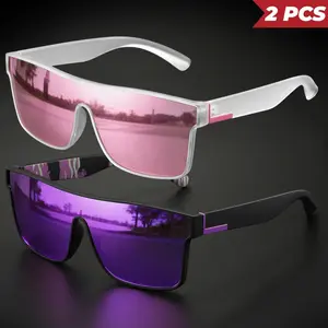 2026 NEW 2PCS Sports Sunglasses for Men and Women, UV400 One-Piece Lens Wrap Around Sunglasses, Colorful Outdoor Cycling Glasses for Running, Driving, Travel, Fishing, Daily Sun Protection Eyewear