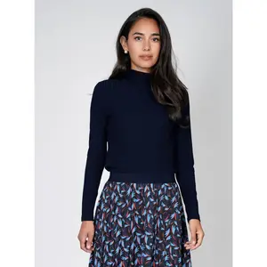 WIDE RIBBED TURTLENECK-NAVY
