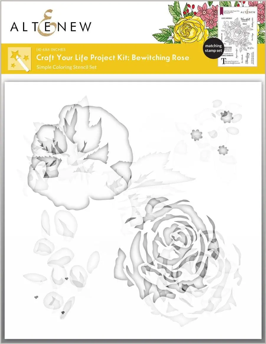 Craft Your Life Project Kit: Bewitching Rose Simple Coloring Stencil Set (4 in 1)