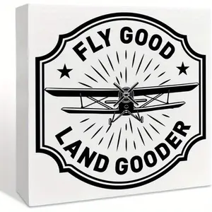 Pilot Gifts for Men Aviators, Aviation Gifts, Gifts for Pilots, Airplane Wooden Box Sign Decor, Birthday Christmas Gifts for Pilot Dad, Son, Husband, Fly Good Land Gooder 5x5 inch