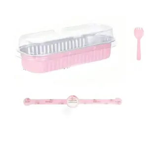 Mini Toast Molds Set with Lid and Spoon, 1/5/10 Pieces, 6.8 Oz Rectangular Aluminum Foil Baking Tray, Baking Dish Set, Bakeware