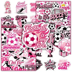 53 Pcs Pink Football Aesthetic Stickers – Creative Sports Design DIY Decals for Scrapbooking, Phone Case, Journal, and Personalized Decor