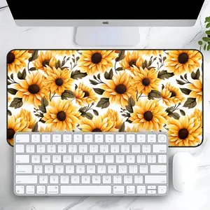 Sunflower Desk Mat, Cute Sun Flower Mousepad, Gaming Playmat XL, Summer Vibe Floral Desk Pad, Keyboard Mouse Mat, Office Workspace Desk Mat