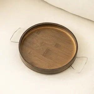 Sofa Armrest Tray Table Foldable Couch Arm Tray for Food & Drinks Sturdy Bamboo Sofa Side Table for Living Room Eating And Drinking (Square/Round)