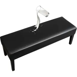 PU  Bench Cover, Stretch Dining Bench Cover for bedrooms, Living Rooms, Kitchens, Protector Chair Bench Piano Bench Seat Covers Stool Slipcover Removable, Washable - Black