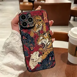 Tiger Pattern Phone Case, Decorated with a Ferocious Roaring Tiger and Dynamic Background Design, Suitable for iPhone 16, 15, 14, 13, iphone 12, 11 Pro Models, TPU Material, Shockproof Protection. It's a Great Gift for Family