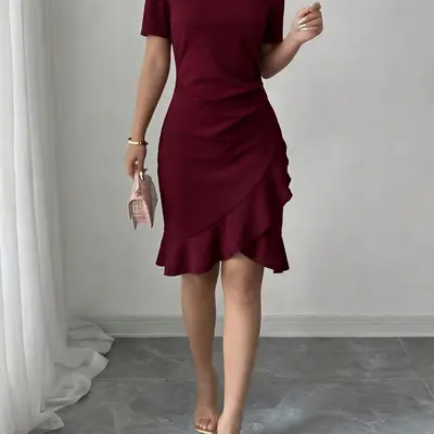 red gala dresses for women A Line V Neck Beaded Red Lace Long Prom Dresses, Layered Red Lace Form   jbydress