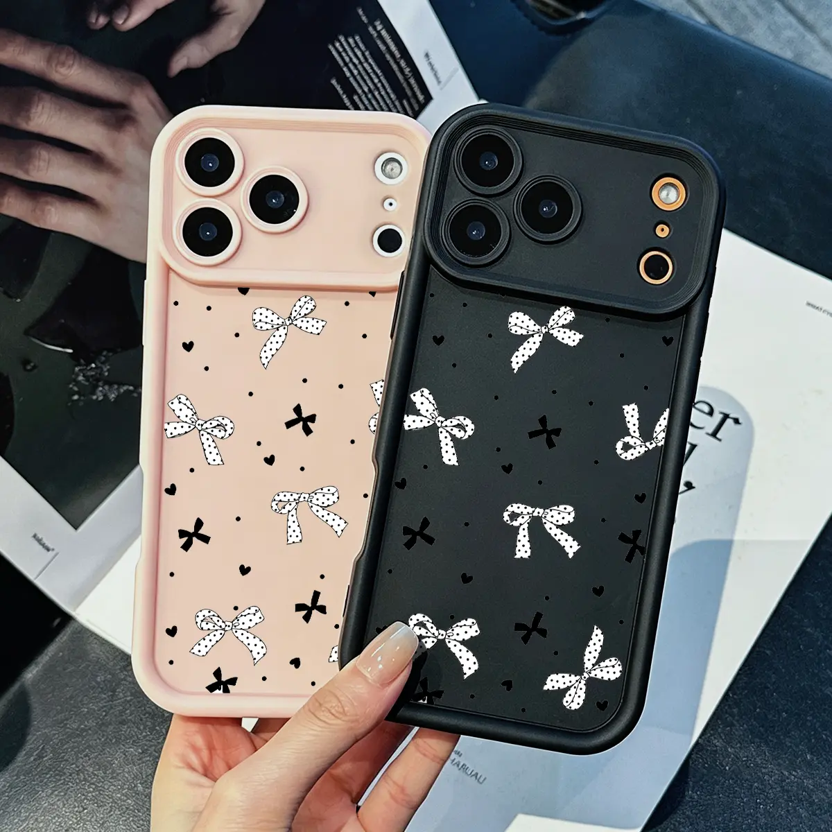 Phone Case: Black Bow Pattern Full Body Protection TPU Case for Accessory Name iPhone 17 16 15 14 13 12 11 PRO MAX PLUS 17AIR 16E 17E 13mini 12mini XSMAX X XS Samsung S26 S25 S24 S23 S22 21 ULTRA PLUS A54 A53 A52 A36 Anti-Drop Slim Flexible Soft Shell