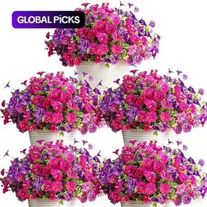 Artificial Flowers Set 16 Pcs, Porch Window Box Home Garden Decor Spring Summer Yard Seasonal Celebrations Mother's Day Gift
