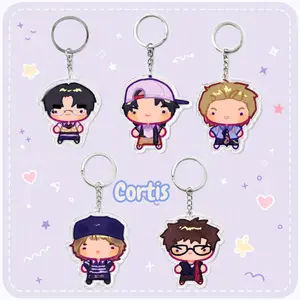 KPOP Inspired Chibi Keychain Acrylic Charm Cute Cartoon Idol Character Keyring Kawaii Bag Charm Gift