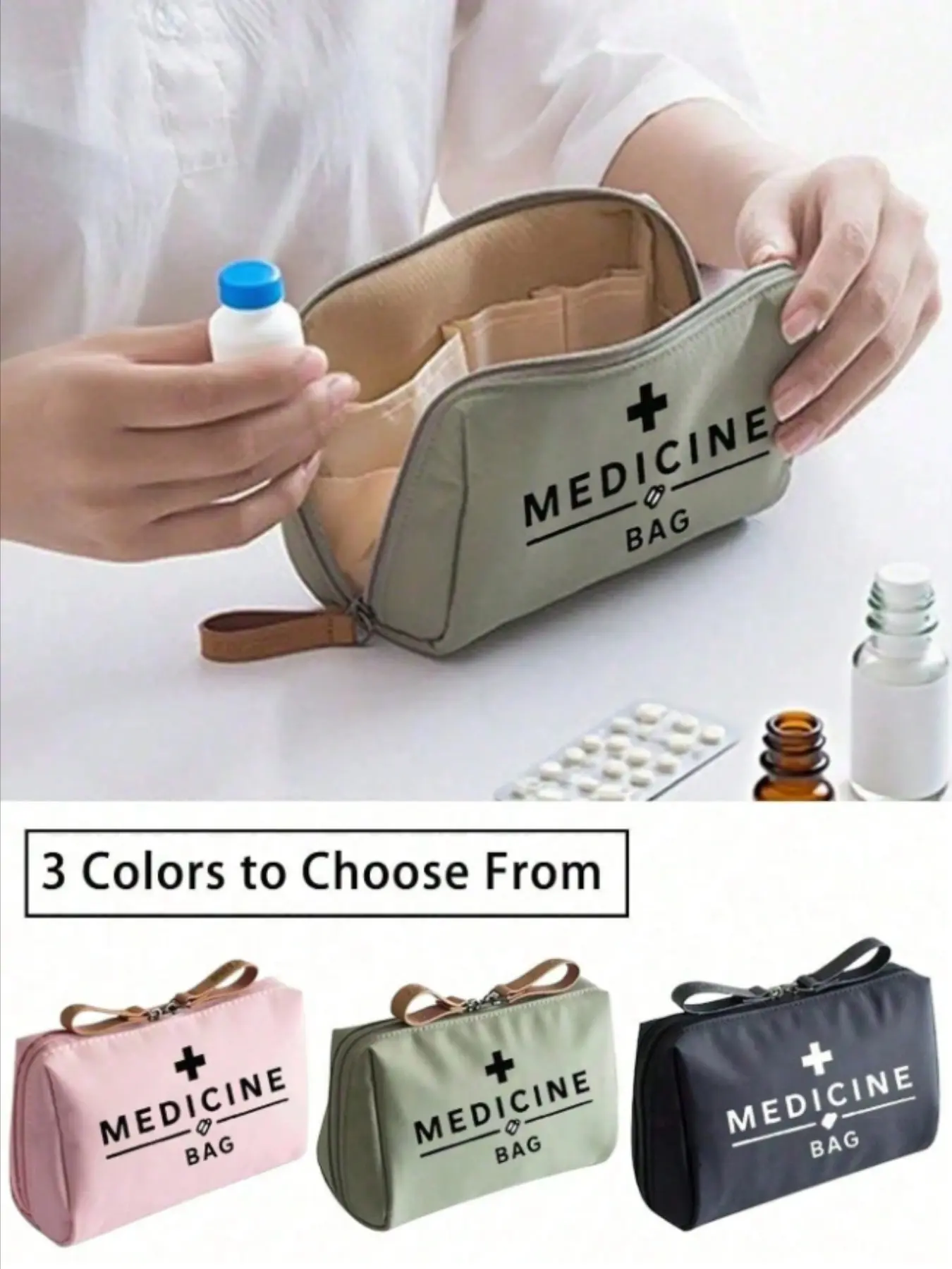 Portable Large Capacity Medicine Bag, Vintage Women's Emergency Bag, Travel Outdoor Essential, Travel Friendly Accessory, Travel Pouch