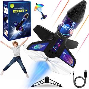 electric rocket launcher toy, motorized air rocket toy, handheld launches rocket up to 164 feet, fun outdoor toys, durable self-launching rocket toy for kids