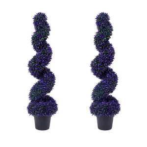 Home Decor 4ft Artificial Topiary Trees Set of 2, 48 inch Artificial Potted Plants Outdoor - Fake Plants for Garden Front Porch Indoor Outside Planter