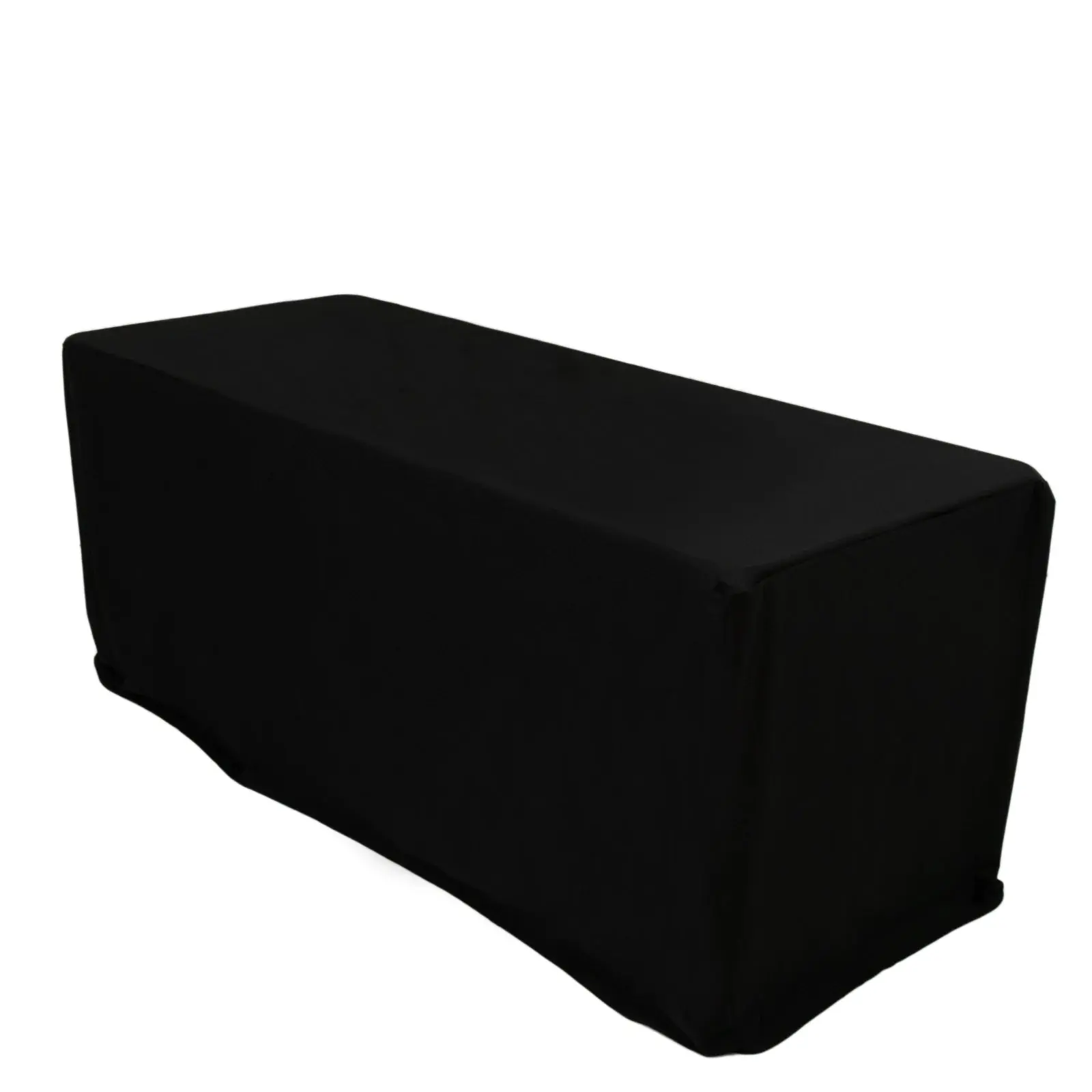 6ft Rectangle & Square Fitted Tablecloth - Black Solid, Wrinkle-Free, Stain Resistant, Machine Washable, Wash with Soft Detergent, Do Not Dry Clean for Banquet, Wedding, Ceremony Outdoor Tables
