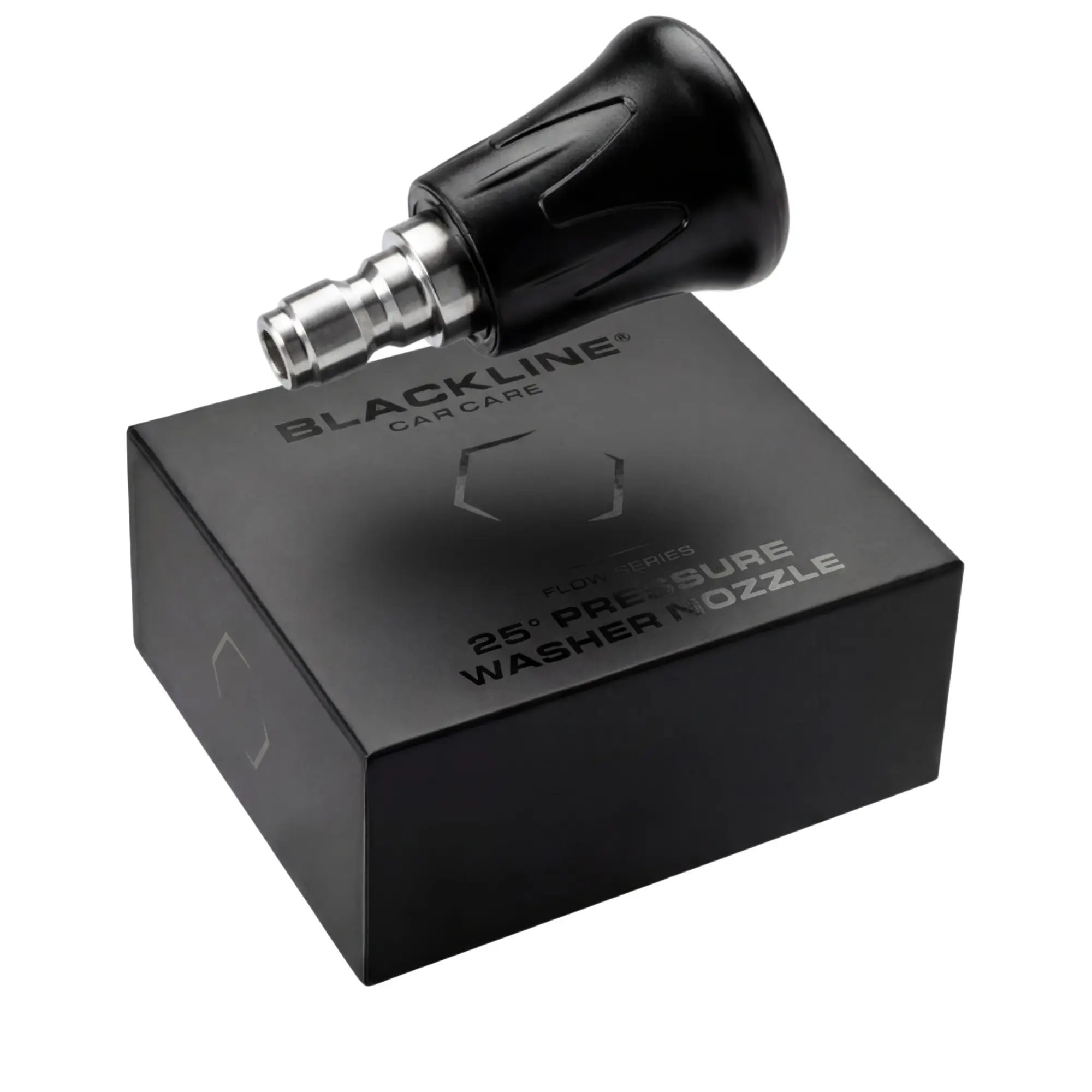 BLACKLINE Flow Series Pressure Washer Tips - Includes 25° Rubber Protected Nozzle & 0.3mm Soft Rinse Shower Nozzle for Pressure Washing with 1/4" Quick Connector, Stainless Steel Power Washing for Car Washing, 1 Pack