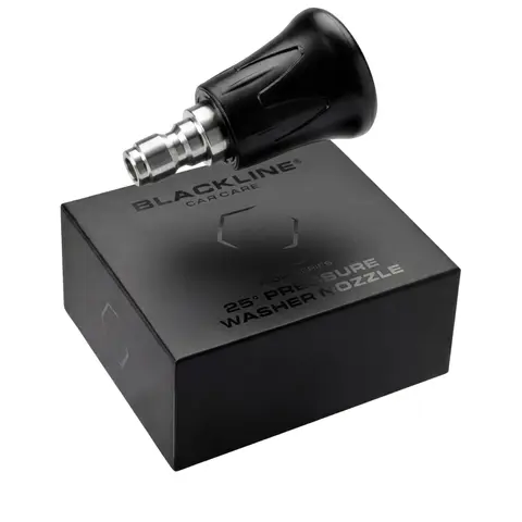 BLACKLINE Flow Series Stainless Steel Pressure Washer Tips 1-Pack - 25° Rubber Protected Nozzle, 0.3mm Soft Rinse Nozzle, 1/4" Quick Connector, Balanced Flow, Precision Spray, Even Coverage, Safer on Trim/Wheels, Built for Car Enthusiasts