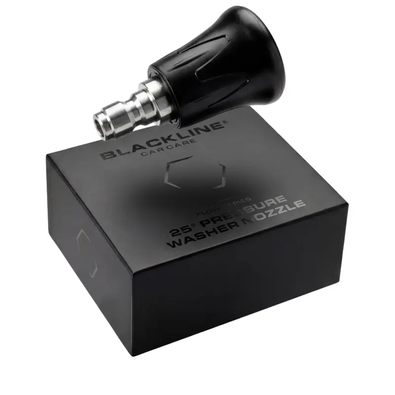 BLACKLINE Flow Series Stainless Steel Pressure Washer Tips 1-Pack - 25° Rubber Protected Nozzle, 0.3mm Soft Rinse Nozzle, 1/4" Quick Connector, Balanced Flow, Precision Spray, Even Coverage, Safer on Trim/Wheels, Built for Car Enthusiasts
