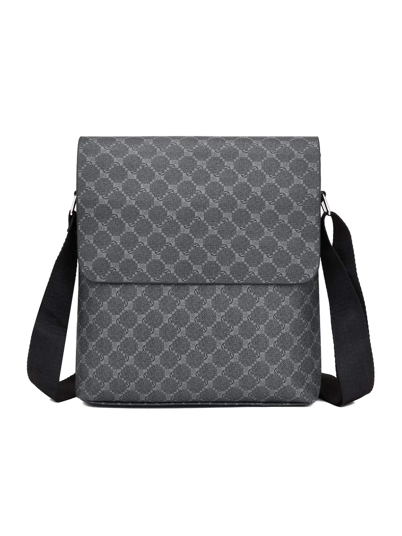 Men's Geometric Pattern Multifunctional Sling Bag - Flap Square Design, Casual Crossbody Shoulder Bag for High School/University Students, Travel & Outdoor Essentials, Vintage Back to School Gift